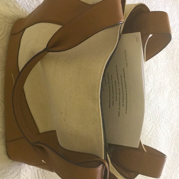 FINAL SALE PRICE MK Tan Canvas and Leather Bag - Picture 9 of 10